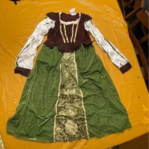 Forum Novelties Maroon, White Green Velvet Fair Maiden/Queen Costume w/Crown L